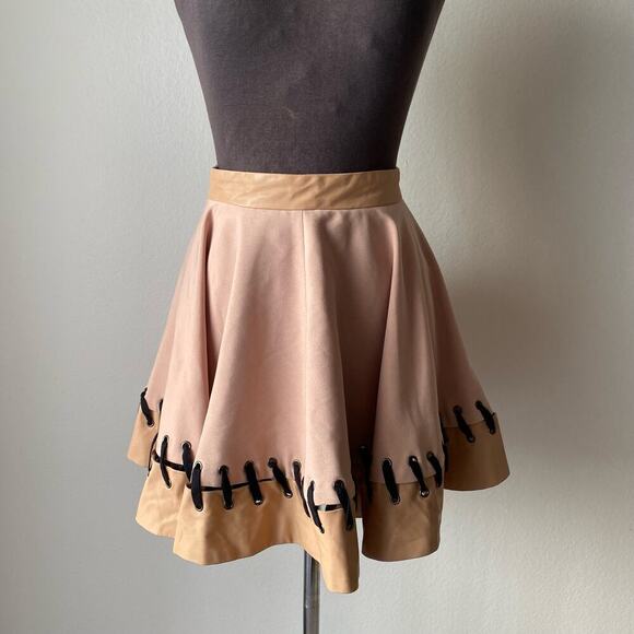 Cameo S leather flare mini‎ skirt NWOT - Picture 1 of 7